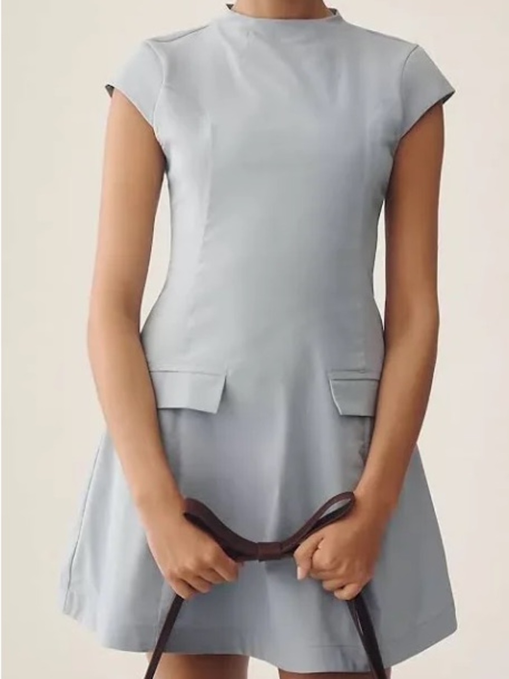 Anthropologie Women’s Light Blue Cap-Sleeve A-Line Dress
